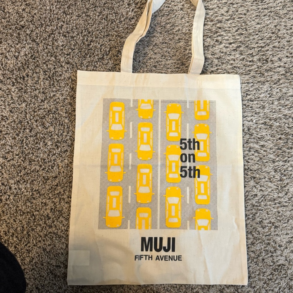 Muji Fifth Avenue Tote with Yellow Car Pattern